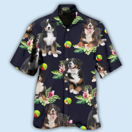 Bernese Mountain Dog Ball Tropical Floral - Hawaiian Shirt - Owl Ohh - Owl Ohh