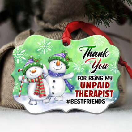 Snowman Bestie Snowman My Unpaid Therapist Thank You - Horizontal Ornament - Owl Ohh - Owl Ohh