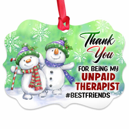 Snowman Bestie Snowman My Unpaid Therapist Thank You - Horizontal Ornament - Owl Ohh - Owl Ohh