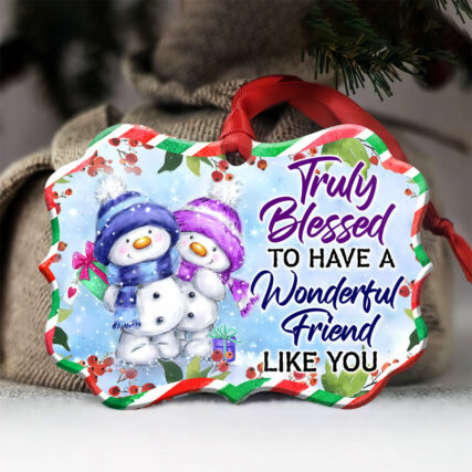 Snowman Bestie Snowman Truly Blessed - Horizontal Ornament - Owl Ohh - Owl Ohh