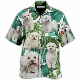Bichon Frise Dog Tropical Leaf Style - Hawaiian Shirt - Owl Ohh - Owl Ohh