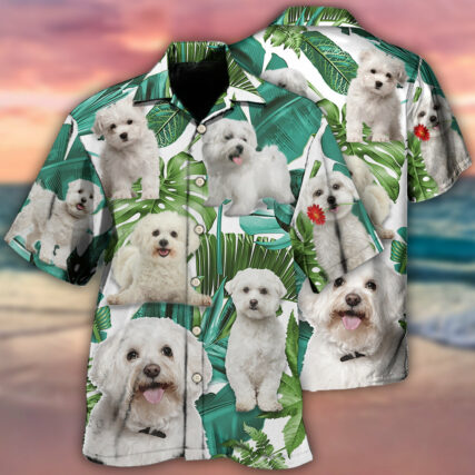 Bichon Frise Dog Tropical Leaf Style - Hawaiian Shirt - Owl Ohh - Owl Ohh