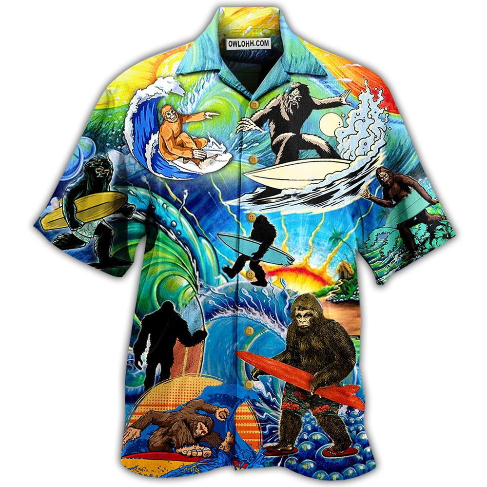 Bigfoot Loves Cool Surfing - Hawaiian Shirt - Owl Ohh - Owl Ohh