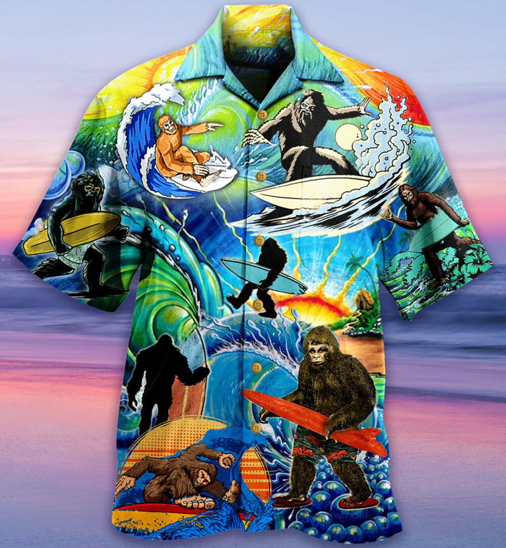 Bigfoot Loves Cool Surfing - Hawaiian Shirt - Owl Ohh - Owl Ohh