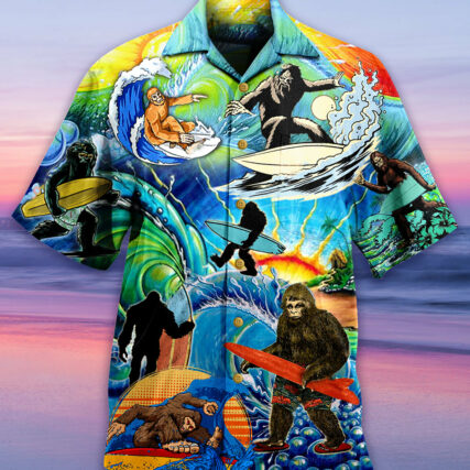Bigfoot Loves Cool Surfing - Hawaiian Shirt - Owl Ohh - Owl Ohh