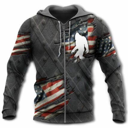 Bigfoot Us Flag Pattern America - Hoodie - Owl Ohh - Owl Ohh