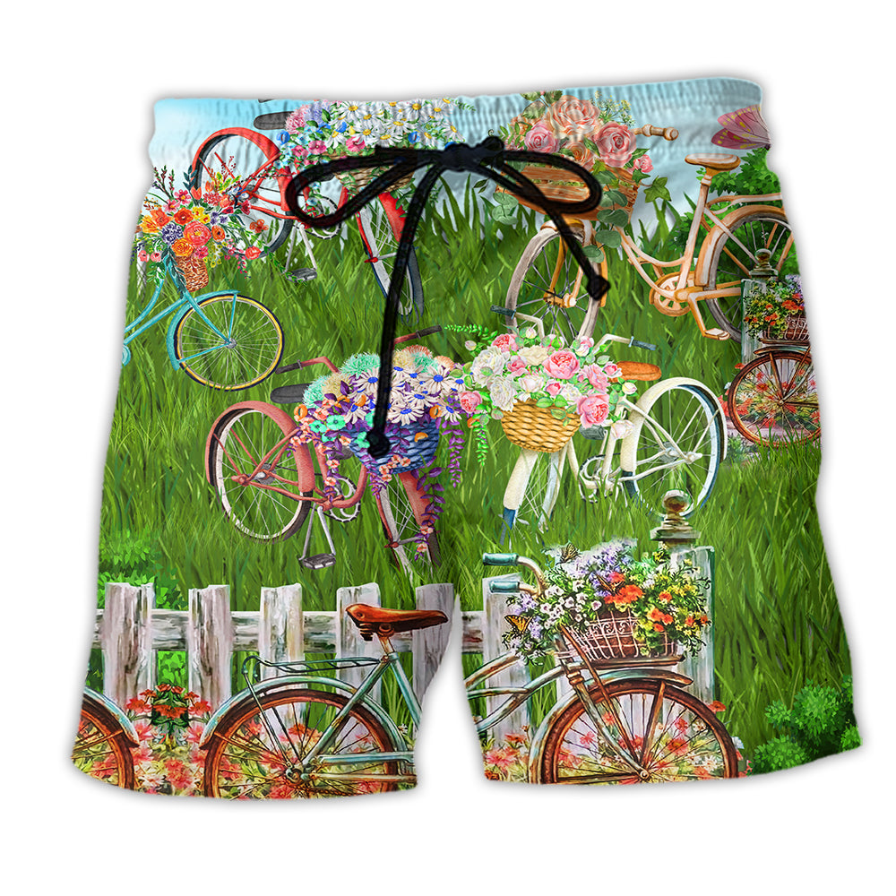 Bike Love Flowers Style - Beach Short - Owl Ohh - Owl Ohh