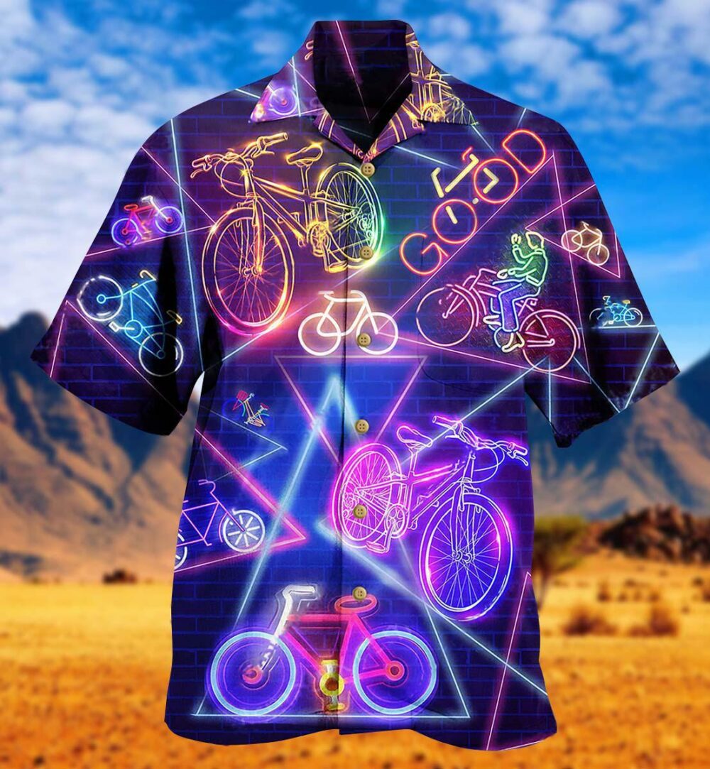 Bike Neon Style Love Purple Really Much - Hawaiian Shirt - Owl Ohh - Owl Ohh