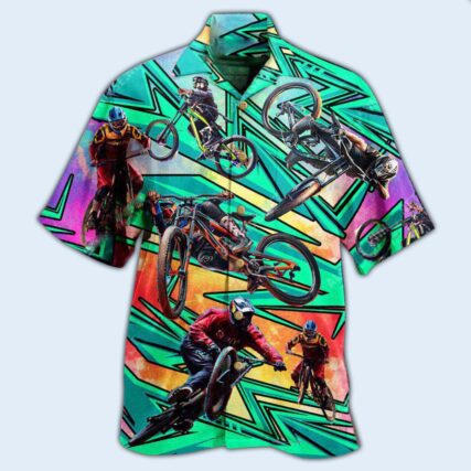 Bike Oh Shift Mountain Biking In Green - Hawaiian Shirt - Owl Ohh - Owl Ohh