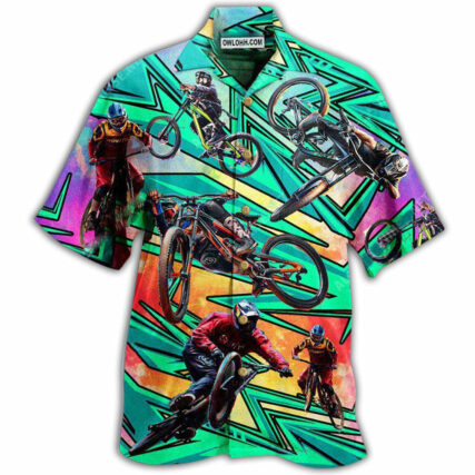 Bike Oh Shift Mountain Biking In Green - Hawaiian Shirt - Owl Ohh - Owl Ohh
