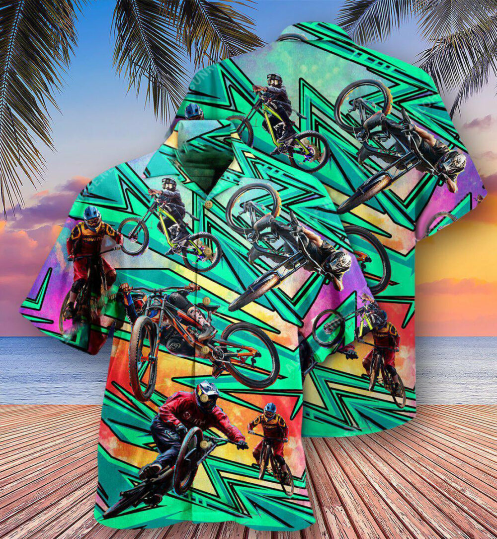 Bike Oh Shift Mountain Biking In Green - Hawaiian Shirt - Owl Ohh - Owl Ohh