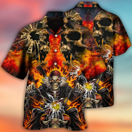 Skull Biker Style - Hawaiian Shirt - Owl Ohh for men and women, kids - Owl Ohh