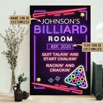 Billiard Club Neo Rackin And Crackin Personalized - Vertical Poster - Owl Ohh - Owl Ohh