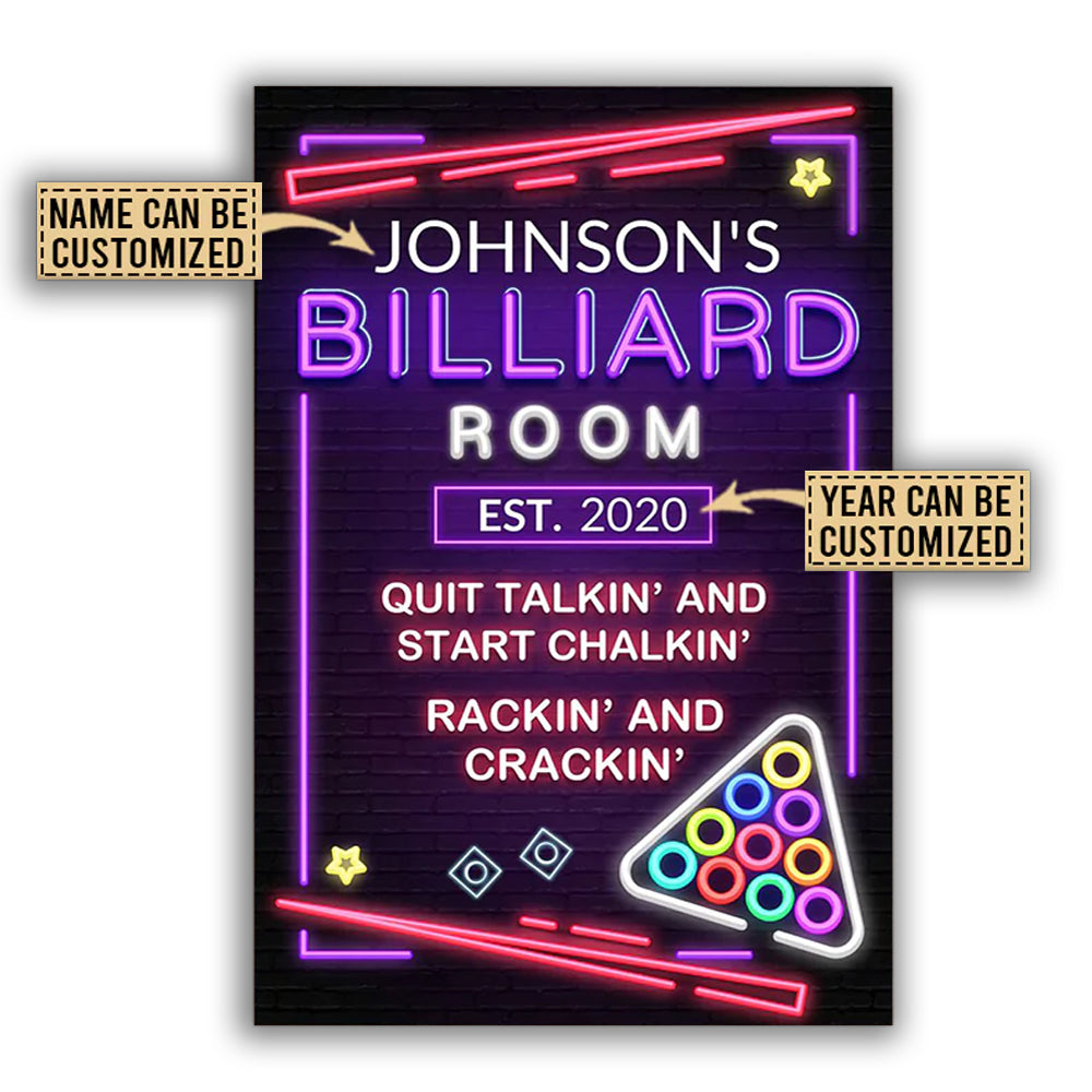 Billiard Club Neo Rackin And Crackin Personalized - Vertical Poster - Owl Ohh - Owl Ohh