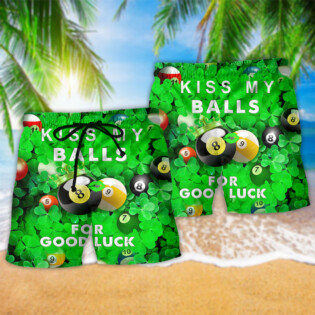 Billiard Kiss My Balls For Good Luck Saint Patricks Day - Beach Short - Owl Ohh - Owl Ohh