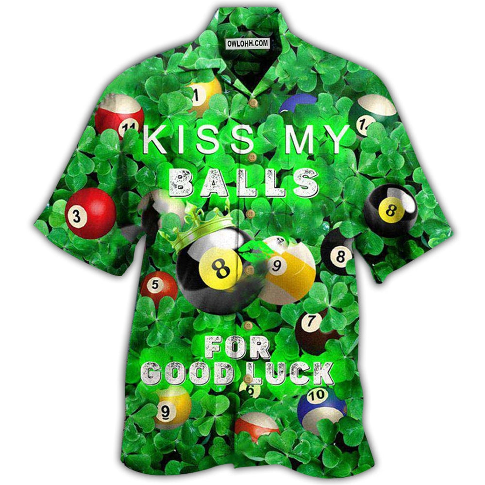 Billiard Kiss My Balls Saint Patricks Day - Hawaiian Shirt - Owl Ohh - Owl Ohh