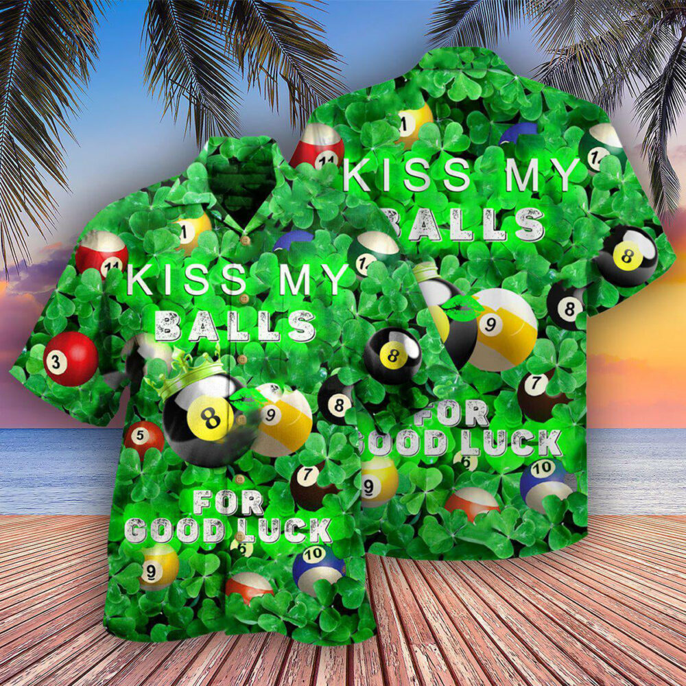 Billiard Kiss My Balls Saint Patricks Day - Hawaiian Shirt - Owl Ohh - Owl Ohh