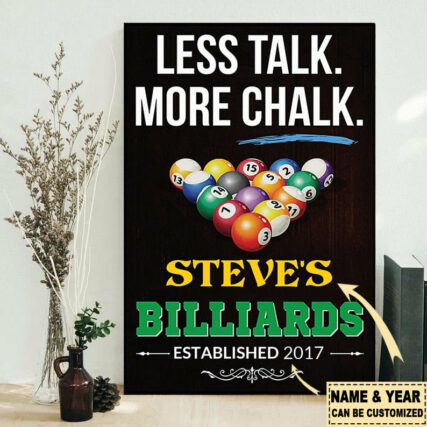 Billiard Less Talk More Chalk Personalized - Vertical Poster - Owl Ohh - Owl Ohh
