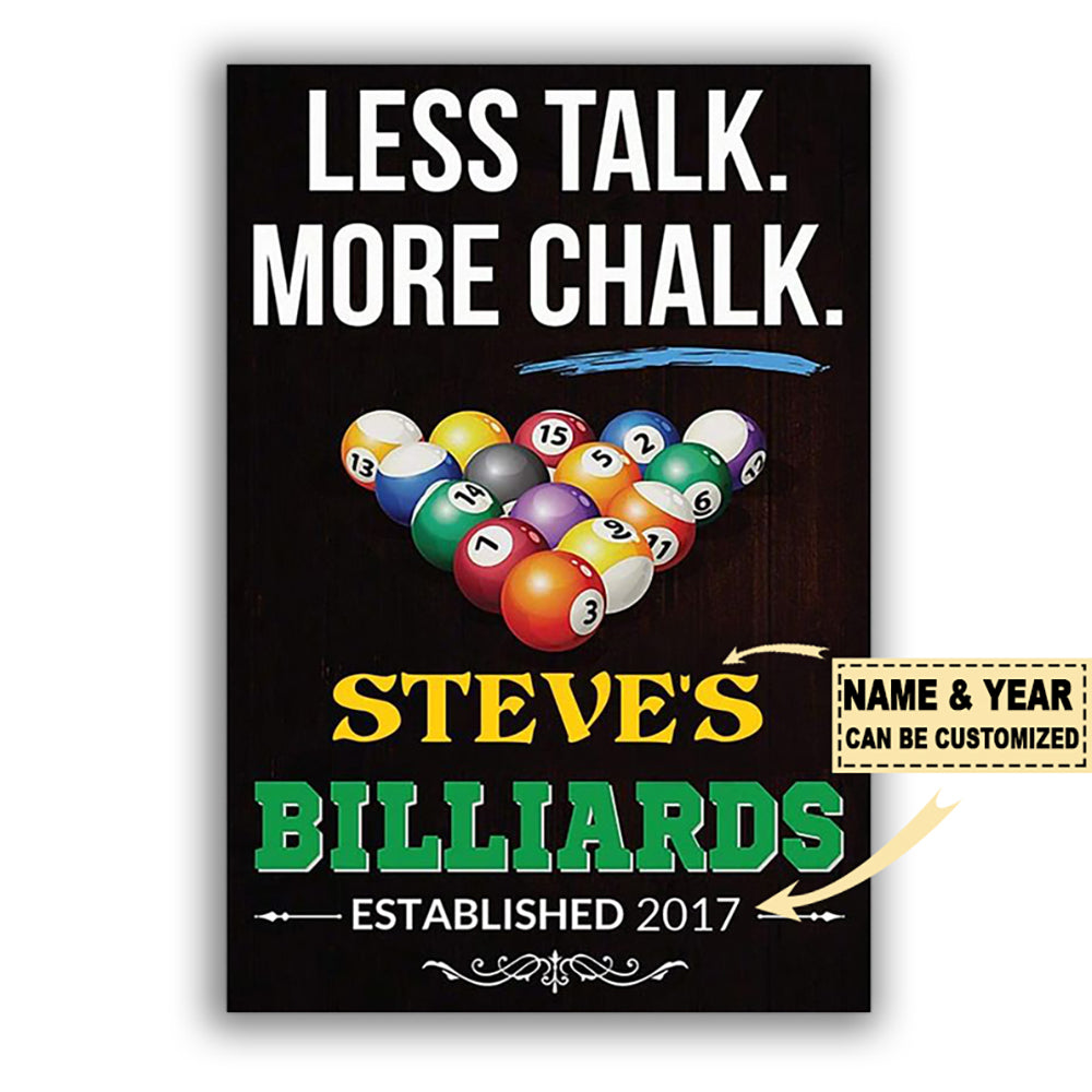 Billiard Less Talk More Chalk Personalized - Vertical Poster - Owl Ohh - Owl Ohh