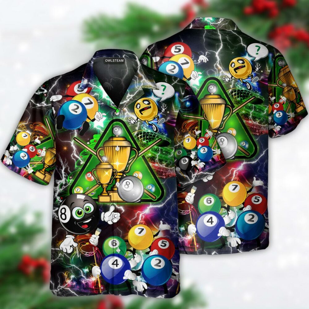 Billiard Lover Lightning Merry Christmas - Hawaiian Shirt - Owl Ohh - Owl Ohh