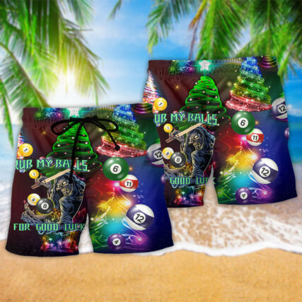 Billiard Rub My Ball For Christmas Neon - Beach Short - Owl Ohh - Owl Ohh
