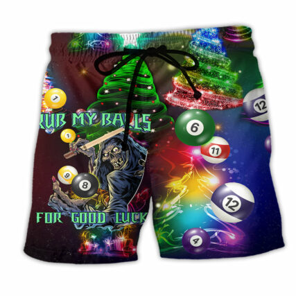 Billiard Rub My Ball For Christmas Neon - Beach Short - Owl Ohh - Owl Ohh