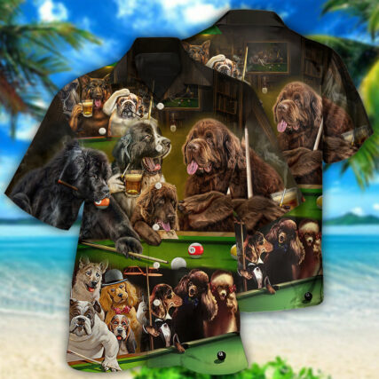 Billiard Dogs Play Billiard Funny - Hawaiian Shirt - Owl Ohh - Owl Ohh