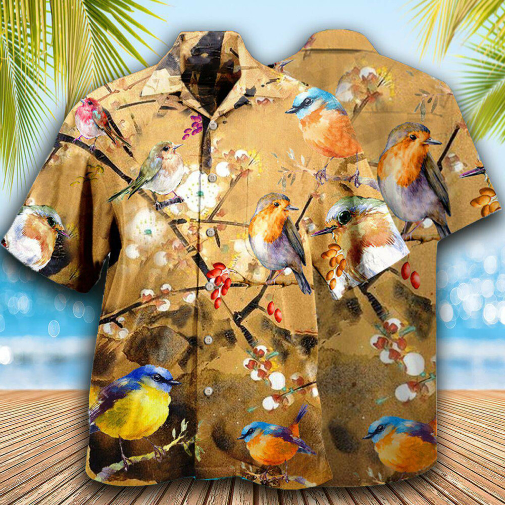 Robin The Bird Took Its Perch On A Tree Branch - Hawaiian Shirt - Owl Ohh - Owl Ohh