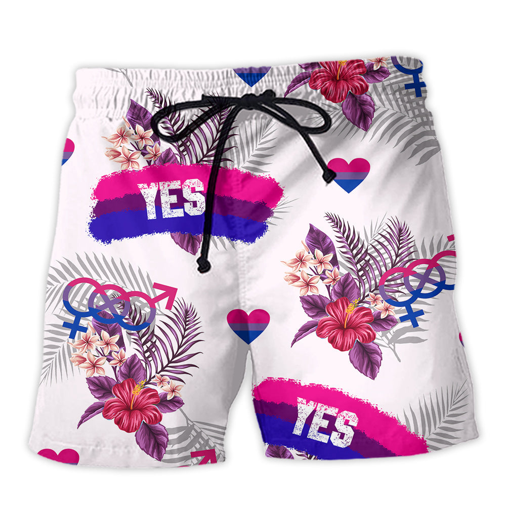 LGBT Bisexual Tropical Leaf Yes - Beach Short - Owl Ohh - Owl Ohh