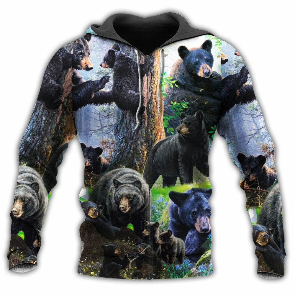 Bear Black Bear Family Into Spring - Hoodie - Owl Ohh - Owl Ohh