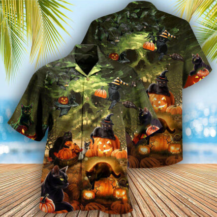 Halloween Black Cat May Luck Be Yours On Halloween - Hawaiian Shirt - Owl Ohh - Owl Ohh
