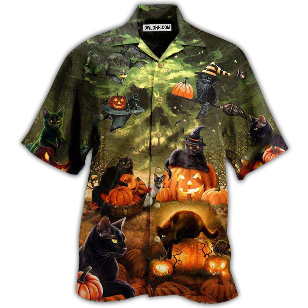 Halloween Black Cat May Luck Be Yours On Halloween - Hawaiian Shirt - Owl Ohh - Owl Ohh