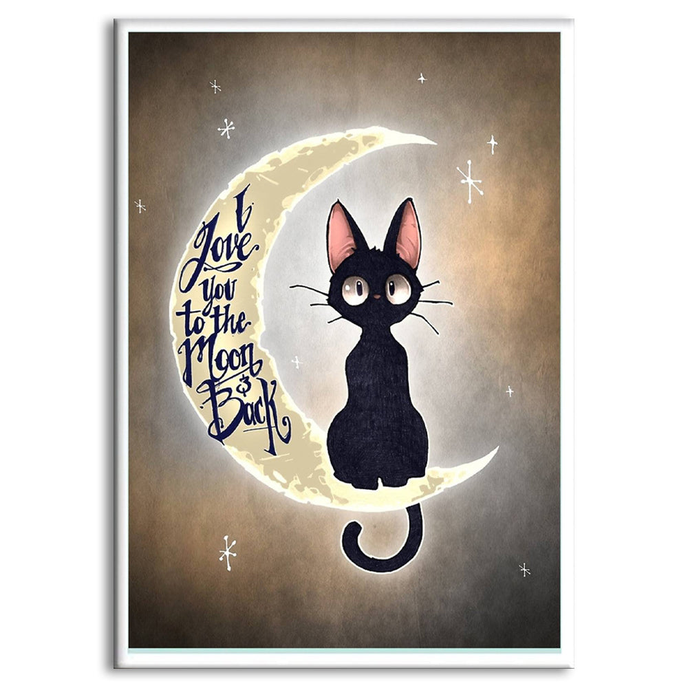 Black Cat I Love You To The Moon And Back - Vertical Poster - Owl Ohh - Owl Ohh