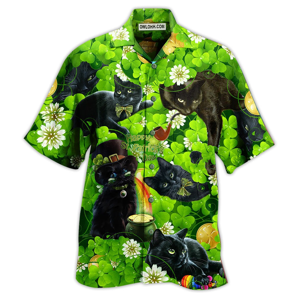 Black Cat Love Green - Hawaiian Shirt - Owl Ohh - Owl Ohh