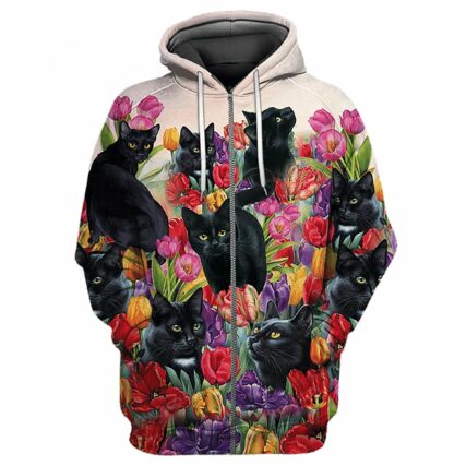 Black Cats Tulip - Hoodie - HOOD09FNN251021
