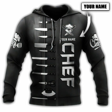 Black Chef Personalized - Hoodie - Owl Ohh - Owl Ohh