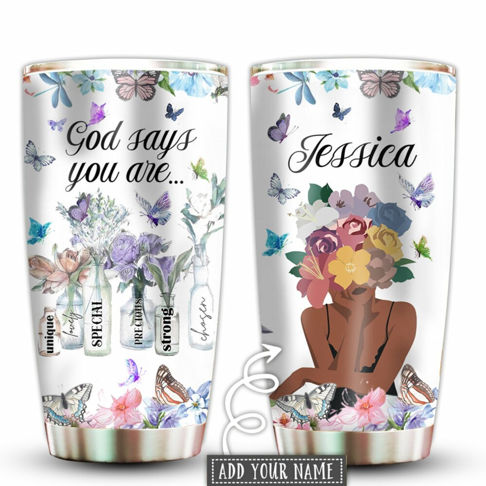 Black Woman God Says You Are Special Floral Personalized - Tumbler - Owl Ohh - Owl Ohh