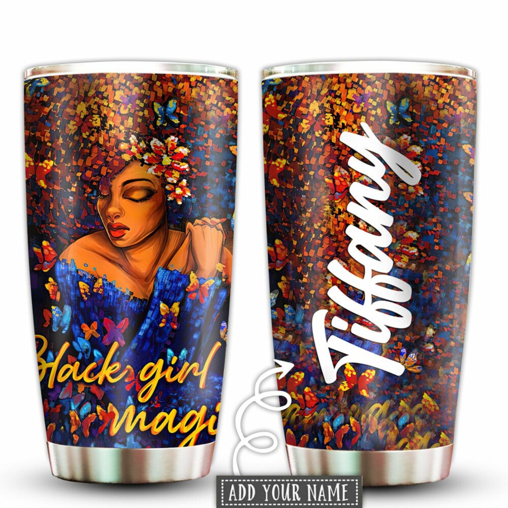 Black Woman Love Flowers Personalized - Tumbler - Owl Ohh - Owl Ohh