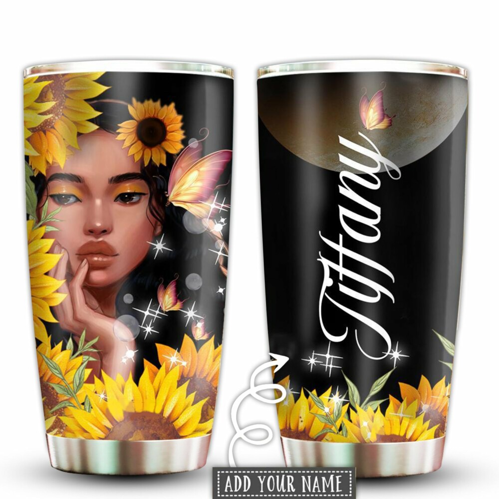 Black Woman Powerful Personalized - Tumbler - Owl Ohh - Owl Ohh