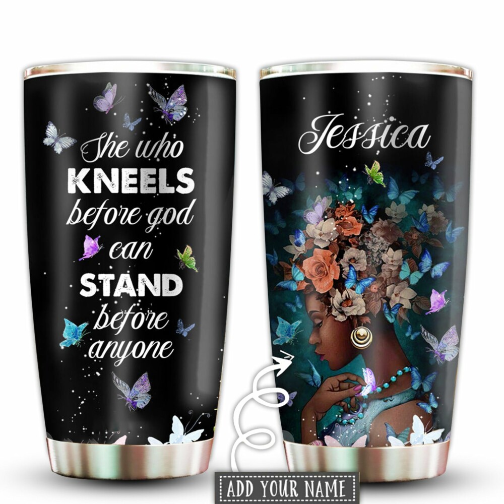 Black Woman Stand Before Anyone Butterfly Personalized - Tumbler - Owl Ohh - Owl Ohh