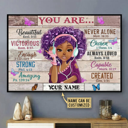 Black Woman You Are Beautiful Black Personalized - Horizontal Poster - Owl Ohh - Owl Ohh