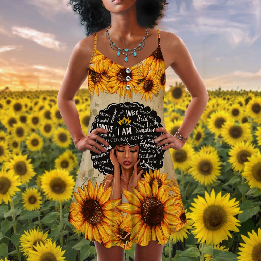 Black Women Faith With Sunflower - Summer Dress - Owl Ohh - Owl Ohh