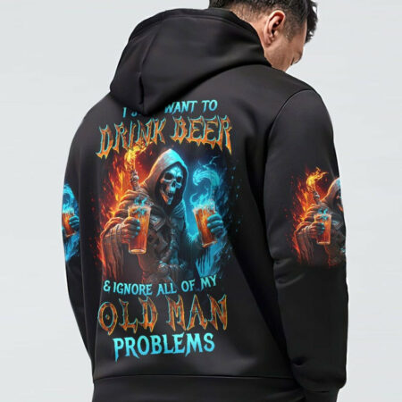 I JUST WANT TO DRINK BEER REAPER ALL OVER PRINT - TLTW1804231