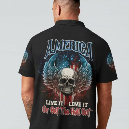 AMERICA LIVE IT LOVE IT OR GET THE HELL OUT SKULL WINGS ALL OVER PRINT - TLNZ0902232
