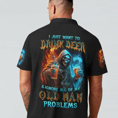 I JUST WANT TO DRINK BEER REAPER ALL OVER PRINT - TLTW1804231
