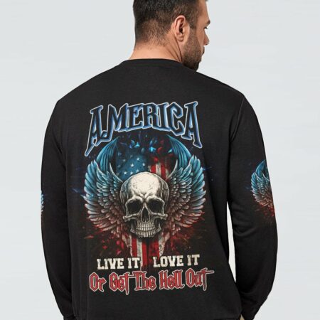 AMERICA LIVE IT LOVE IT OR GET THE HELL OUT SKULL WINGS ALL OVER PRINT - TLNZ0902232