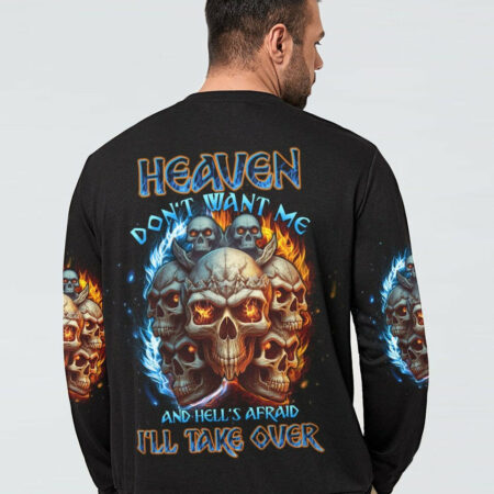 HEAVEN DON'T WANT ME FIRE EYES SKULL ALL OVER PRINT - TLTW2104233