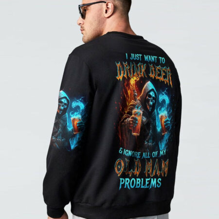 I JUST WANT TO DRINK BEER REAPER ALL OVER PRINT - TLTW1804231