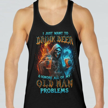 I JUST WANT TO DRINK BEER REAPER ALL OVER PRINT - TLTW1804231