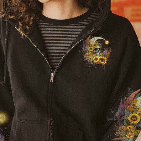 I DO WHAT I WANT CRESCENT MOON SUNFLOWER SKULL ALL OVER PRINT - TLTW2103236